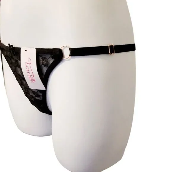2/$20 Brand New Black Top Fashion Lace T-back Panties One Size - Picture 4 of 5
